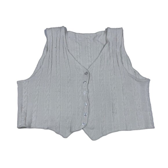 Cropped sweater vest size L cable knit light academia grunge fairy y2k vintage - Picture 1 of 4